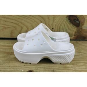Crocs Sandals Womens 10 Stomp Slide White Platform Slip On Shoes New